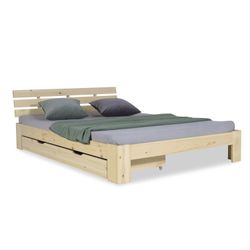Homestyle4u Holzbett 140x200 Doppelbett Natur Holz günstig online kaufen