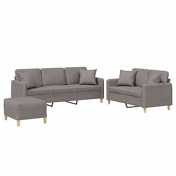 vidaXL Sofa, 3-tlg. Sofagarnitur mit Kissen Taupe Stoff günstig online kaufen
