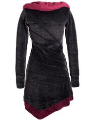 Vishes Zipfelkleid Asymmetrisches Patchwork Samtkleid Schalkragen günstig online kaufen