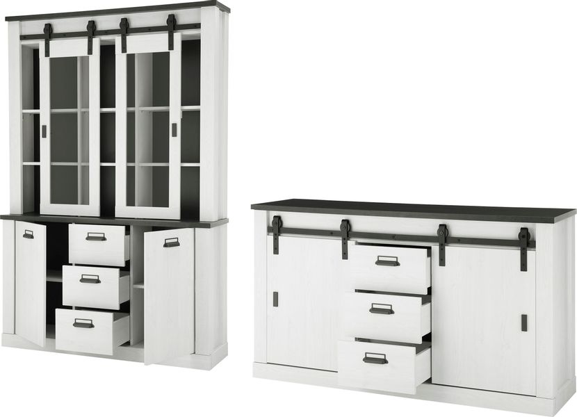 Home affaire Wohnwand "SHERWOOD" 2 Stk. tlg. Scheunentorbeschlag und Apothe günstig online kaufen