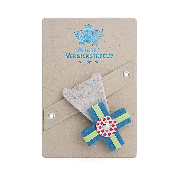 Buntes Verdienstkreuz aus Filz grau-petrol günstig online kaufen
