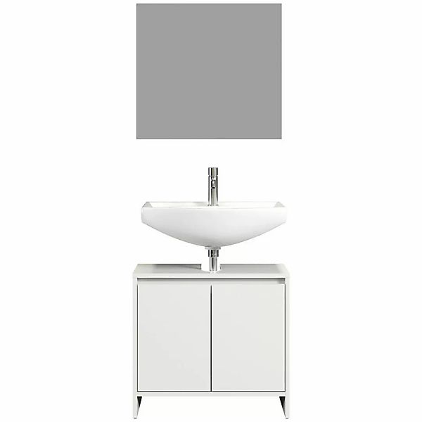 Badezimmer-Set Basix weiß matt grau B/H/T: ca. 60x164x28 cm günstig online kaufen