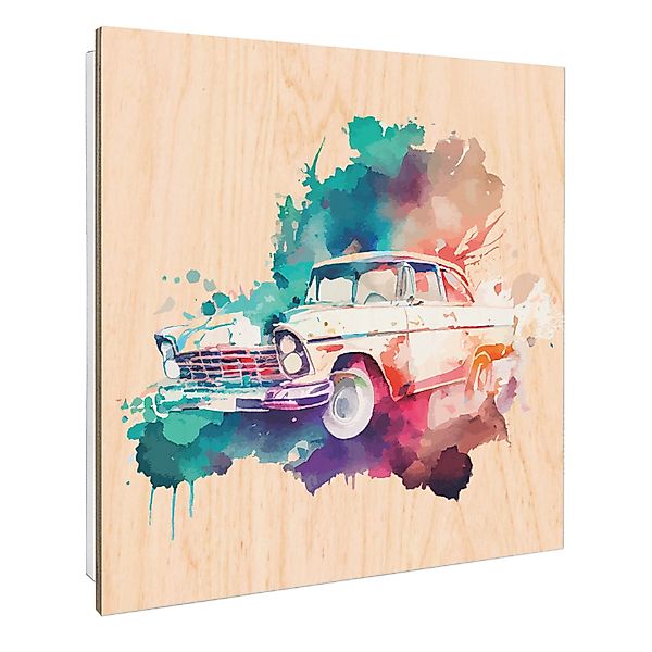 Banjado Großer Schlüsselbox Holz 30x30cm Weiß Scharnier Rechts 50 Haken Sch günstig online kaufen