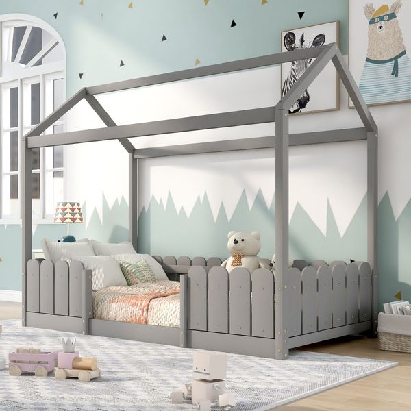 Flieks Kinderbett (1-tlg), Hausbett Kiefernholz 90x200cm günstig online kaufen
