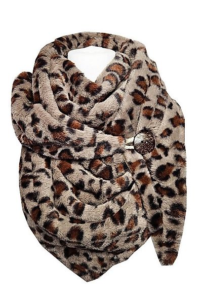 Dreieckstuch SAISON Kunstfell Dreieckschal mit Knopf LEO Taupe Webpelz Wint günstig online kaufen