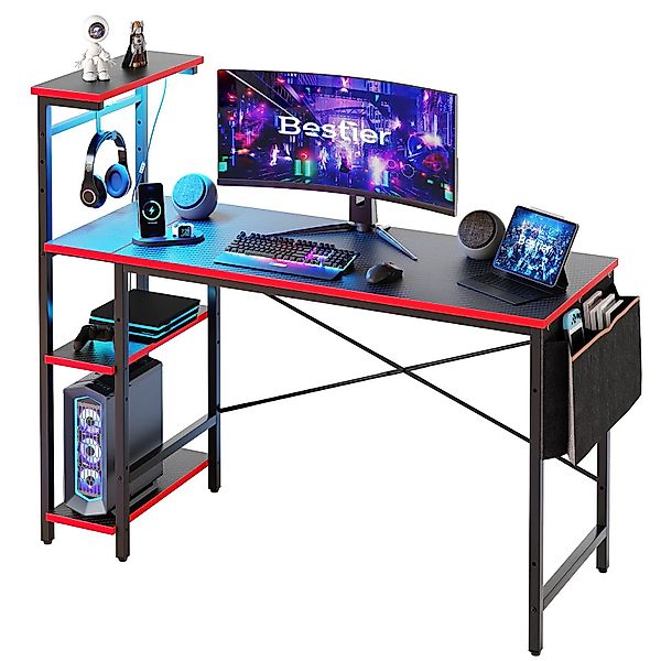 Bestier Gamingtisch 130 cm Gaming-Schreibtisch mit günstig online kaufen
