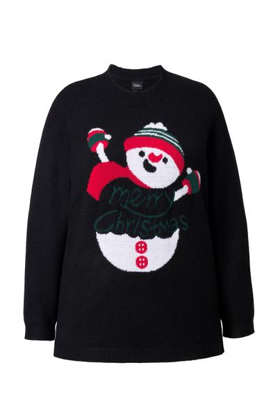 Ulla Popken Strickpullover Pullover Weihnachtsmotiv Stehkragen günstig online kaufen