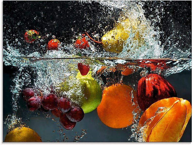 Artland Glasbild "Spritzendes Obst auf dem Wasser" Lebensmittel 1 Stk. tlg. günstig online kaufen