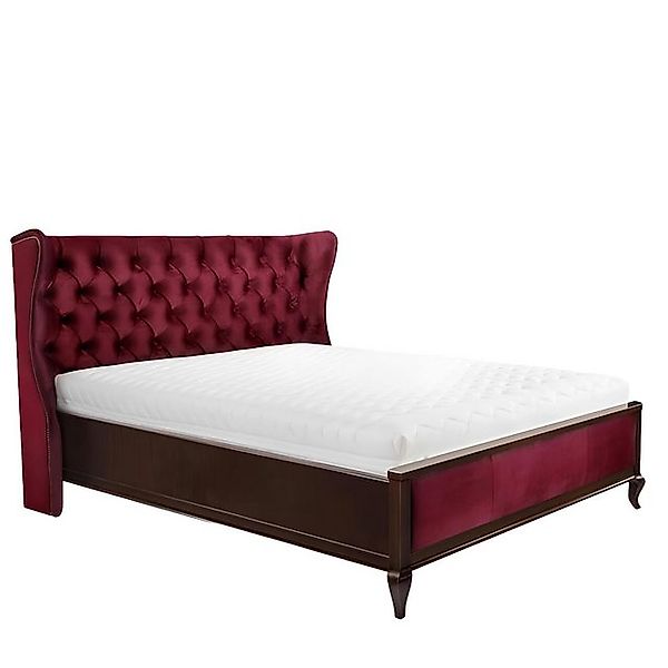 JVmoebel Bett Schlafzimmer Polster Möbel Doppel Hotel Betten Stoff Burgund, günstig online kaufen