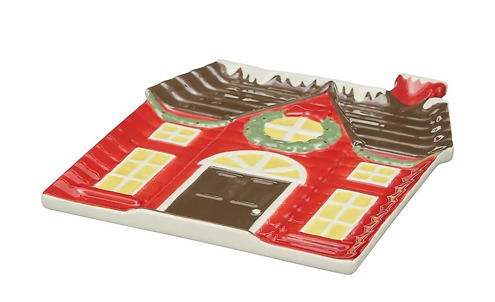 HOME STORY Keksteller Haus   ¦ rot ¦ Dolomite ¦ Maße (cm): B: 20,3 H: 2,5 T günstig online kaufen
