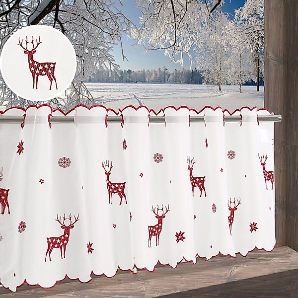 my home Scheibengardine "Elch" Durchzuglöcher 1 Stk. tlg. Mit Rentieren, St günstig online kaufen