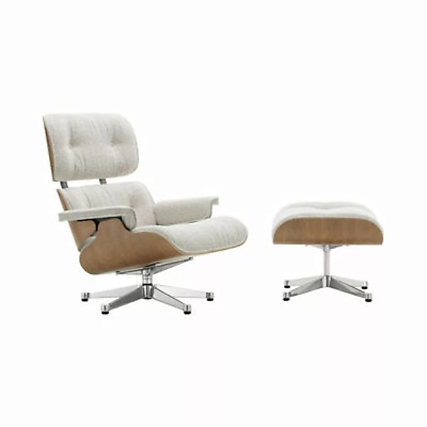 Set Sessel & Fußstütze Lounge Chair & Ottoman textil beige / Eames, 1956 - günstig online kaufen
