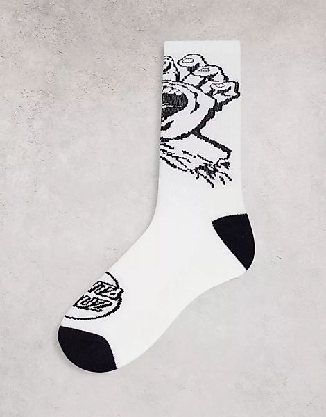Santa Cruz – Screaming Hand – Einfarbige Socken in Weiß mit Logo günstig online kaufen