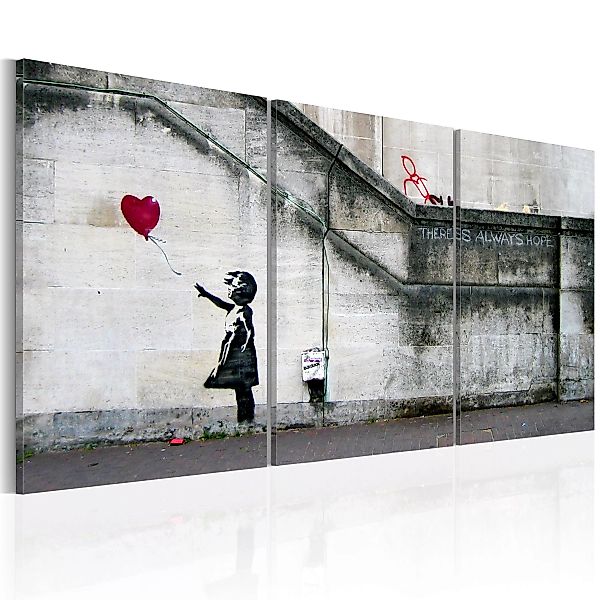 Wandbild - Hoffnung Gibt Es Immer (banksy) - Triptychon günstig online kaufen