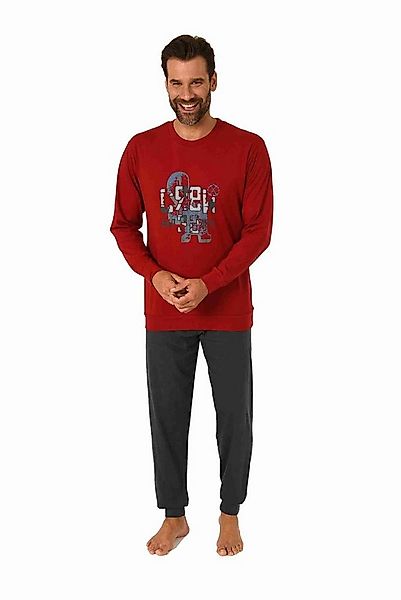 RELAX by Normann Pyjama Herren Schlafanzug langarm mit Bündchen und edlen F günstig online kaufen