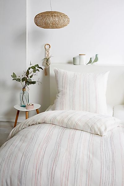 Primera Bettwäsche "Bio Crepe Stripes" 2 Stk. tlg. mit feinem Streifendesig günstig online kaufen
