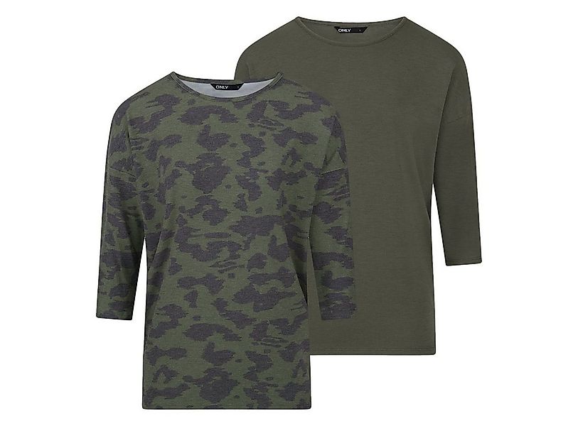 ONLY T-Shirt Damen Top ONGLAMOUR Regular Fit 3/4 Ärmel (2-tlg) Basic 3/4 Ar günstig online kaufen