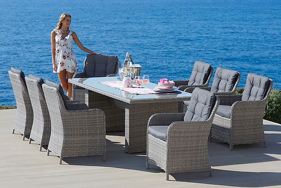 KONIFERA Garten-Essgruppe »»Menorca«« Set, 8x Sessel, 1x Tisch 230,8x100x75 günstig online kaufen