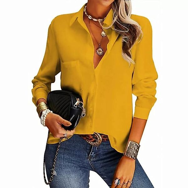 KIKI Blusentop Damen Bluse Elegant Hemden Langarm Casual Oberteile mit Knöp günstig online kaufen