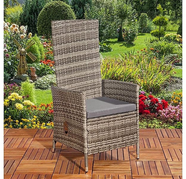 Melko Gartensessel Relaxsessel Gartenmöbel Sitzmöbel Grau Polyrattan Balkon günstig online kaufen