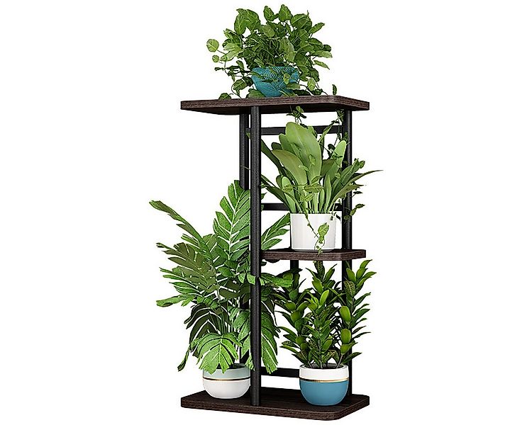 GarveeMore Blumenständer Neu Pflanzenständer Metall Blumenregal mit hölzern günstig online kaufen