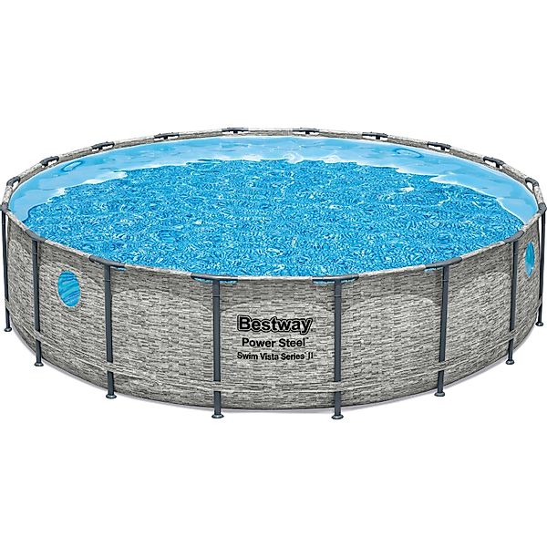 Bestway Stahlrahmenpool Set Power Steel Swim Vista Ø 549 cm x 122 cm Rund G günstig online kaufen