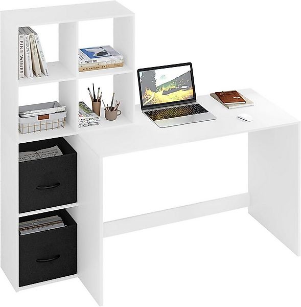 Woltu Schreibtisch, mit Regal 2 Vliesstoffboxen, für Büro Home Office Arbei günstig online kaufen