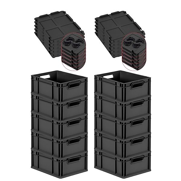 PROREGAL SuperSparSet 10x Eurobox Nextgen Grip Mit Scharnierdeckel Und Schw günstig online kaufen
