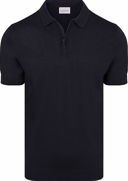 Suitable Knitted Half Zip Poloshirt Dan Navy - Größe XXL günstig online kaufen