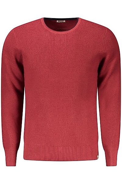 Rifle Strickpullover Roter Herren-Sweater mit Kontrastdetails und Applikati günstig online kaufen