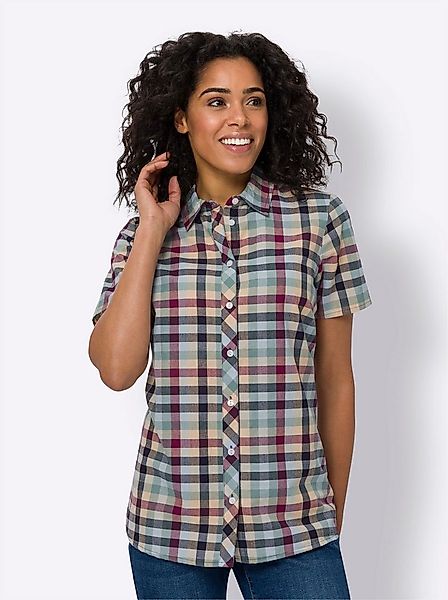 Sieh an! Klassische Bluse Karo-Bluse Kurzarm günstig online kaufen