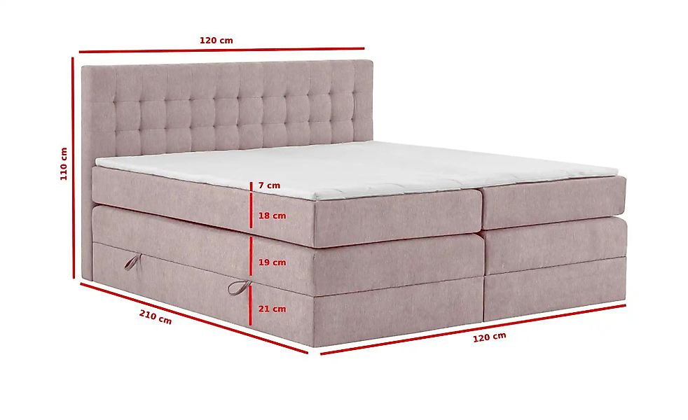 Boxspringbett mit Bettkasten Barcelona ¦ rosa/pink ¦ Maße (cm): B: 120 H: 1 günstig online kaufen