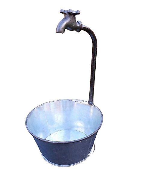 Deko-Impression Pflanzschale Pflanztopf mit Deko-Wasserhahn Zinkbottich günstig online kaufen