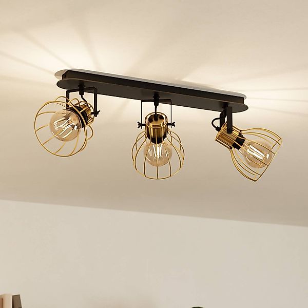 EGLO Sambatello Deckenlampe 3-flammig schwarz/gold günstig online kaufen