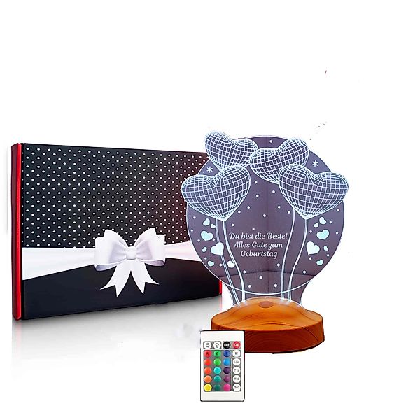 Geschenkelampe LED Nachttischlampe Ballon Herzen 3D günstig online kaufen