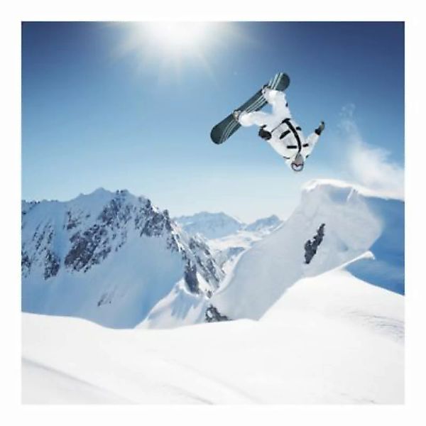 Bilderwelten Fototapete Fliegender Snowboarder blau Gr. 288 x 288 günstig online kaufen