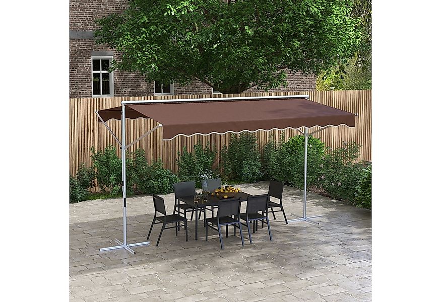 Outsunny Markise 4 x 3 m Standmarkise mit Faltarm Kurbel (Gartenmarkise, 1- günstig online kaufen