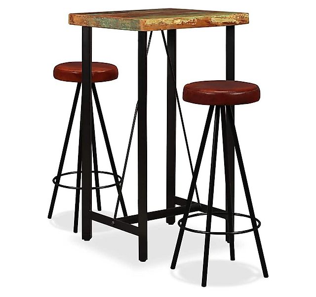 vidaXL Essgruppe 3-tlg. Bar-Set Altholz Massiv und Echtleder, (2-tlg) günstig online kaufen