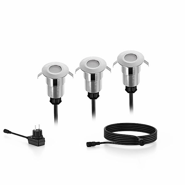 LED Bodeneinbauleuchte Gardenlink Starter Set in Edelstahl 3x 1W 240lm IP67 günstig online kaufen