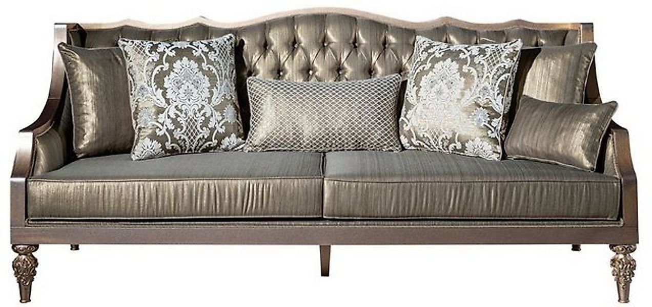 Casa Padrino Sofa Luxus Barock Sofa Grün / Silber / Kupfer / Gold 210 x 86 günstig online kaufen