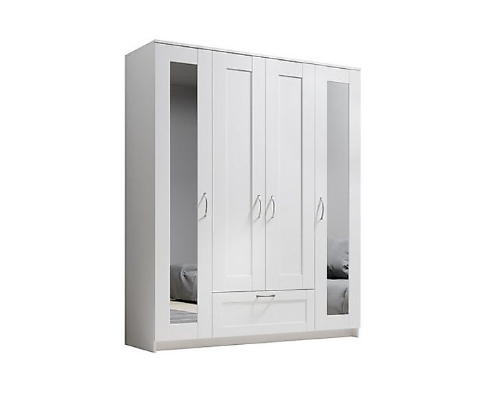 PREISBRECHER Kleiderschrank Lepini in Weiß, Dekorfolie - 156x191x50cm (BxHx günstig online kaufen