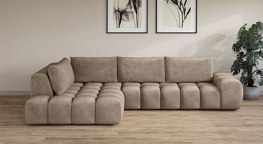 OTTO home Ecksofa "AZITA L-Form, XXL 352 cm Designsofa in Bubble-Opitk" los günstig online kaufen