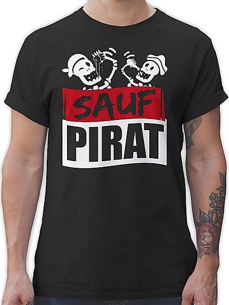 Shirtracer T-Shirt Sauf Pirat - weiß/rot Party & Alkohol Herren günstig online kaufen