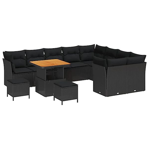 vidaXL Garten-Sofa-Set 12-Tlg Schwarz Poly Rattan 3361519 günstig online kaufen