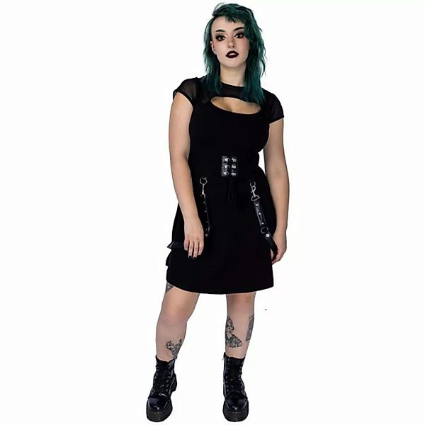 Heartless Minikleid Eranthe Gothic Goth Punk Kunstleder Riemen Schnürung Sp günstig online kaufen