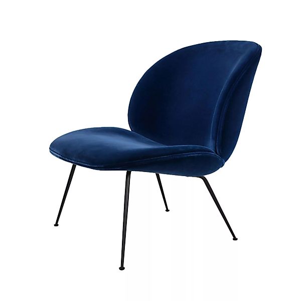 Gubi - Beetle Lounge Sessel mit Samt und Gestell Schwarz - dunkelblau/Samt günstig online kaufen
