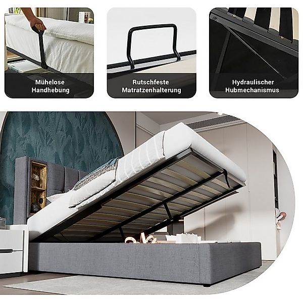 HAUSS SPOLE Polsterbett 180x200cm mit Kabellosem Laden USB C, Stauraum mit günstig online kaufen