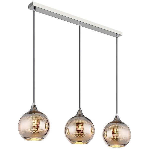 GLOBO Pendelleuchte LOURDES 16053-3 Chrom weiß Metall B/H/L: ca. 20x129x86 günstig online kaufen