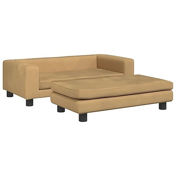 vidaXL Kindersofa Kindersofa mit Hocker Braun 100x50x30 cm Samt Kindercouch günstig online kaufen