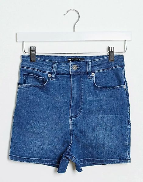 ASOS DESIGN – Blaue Jeansshorts mit Nahtdetails günstig online kaufen